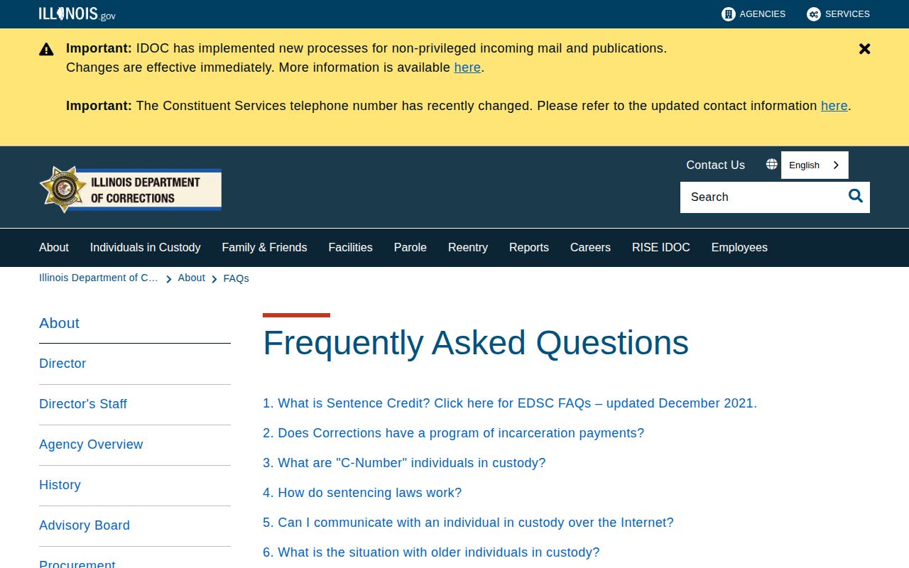 IDOC statewide released inmate archive and search limitation